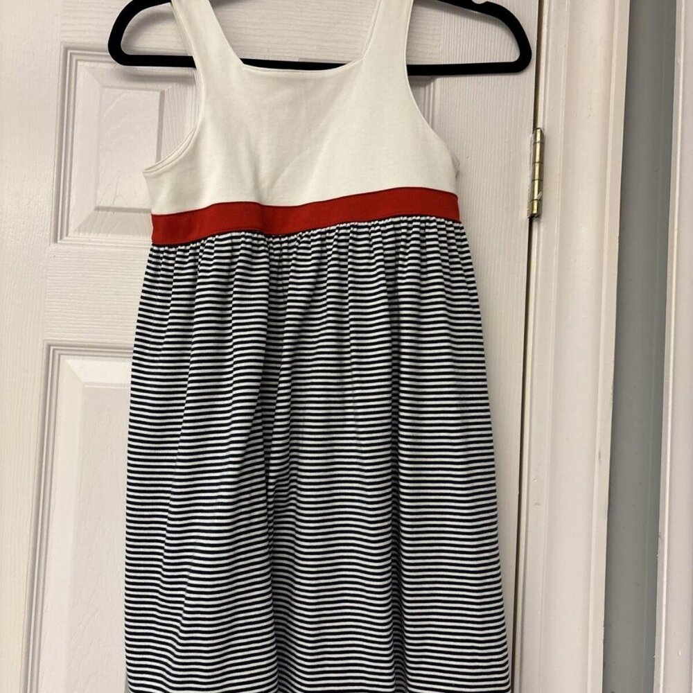 NWOT Squiggles Knit Sundress. Size 10/12. Blue, White Red. Crisscross Back.